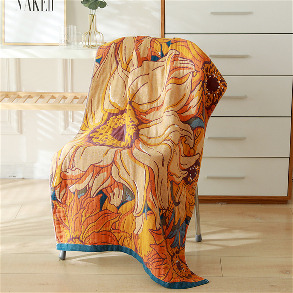 80*160 CM Large Floral Cotton Five-layer Gauze Jacquard Bath Towel