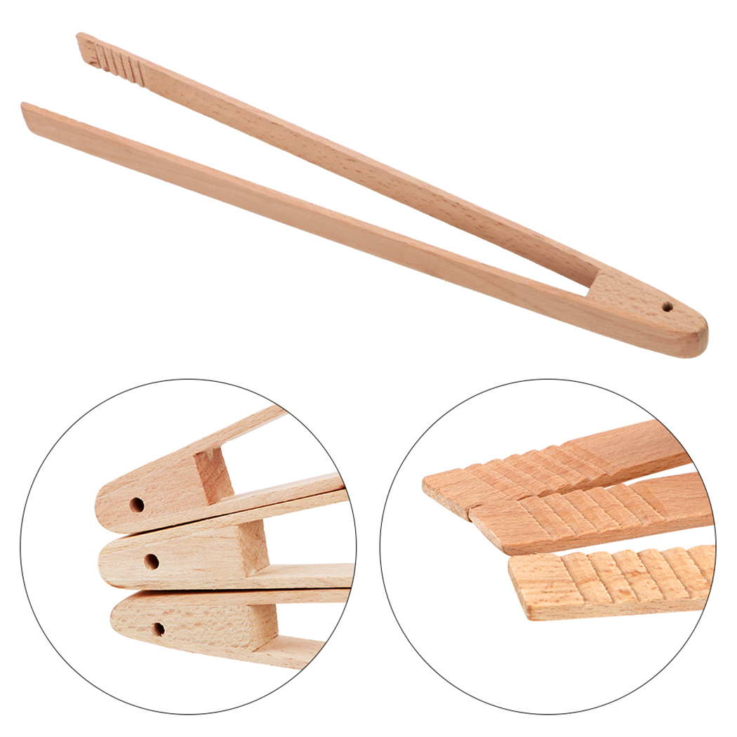 Natural Wood Pastry Clamp Multipurpose Serving Tongs - Image 2
