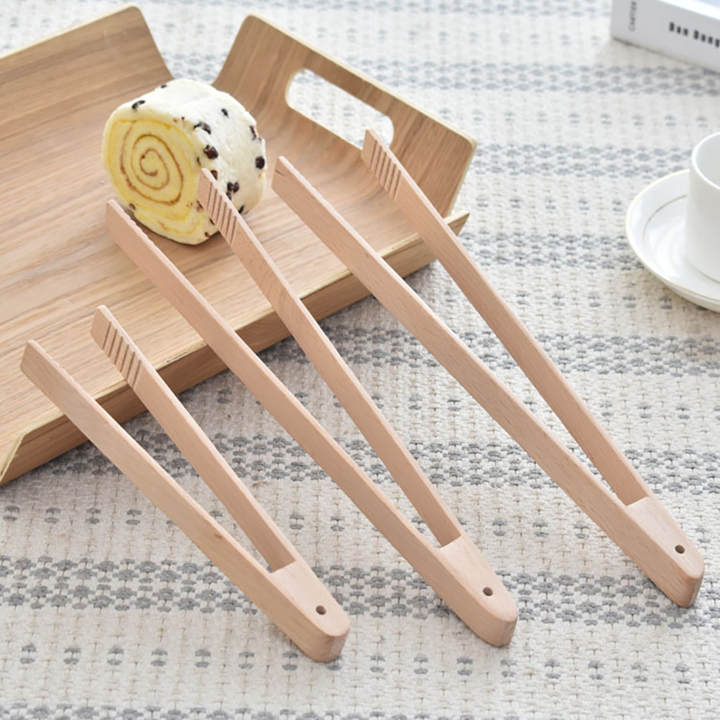 Natural Wood Pastry Clamp Multipurpose Serving Tongs