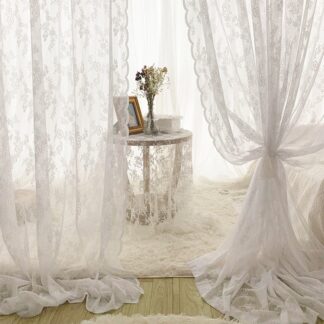 White Lace Curtain Voile Window Treatments