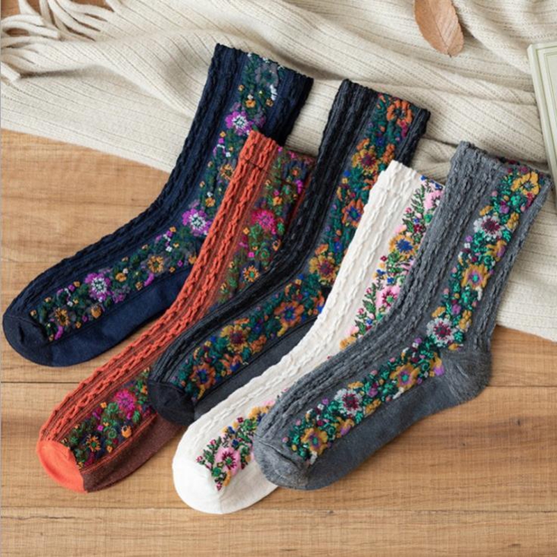Flower Socks Fashion Retro College Style Lovely Girl - Image 2