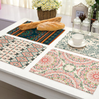 4PCS/Set Geometric Art Printed Insulation Placemats Kitchen Decoration