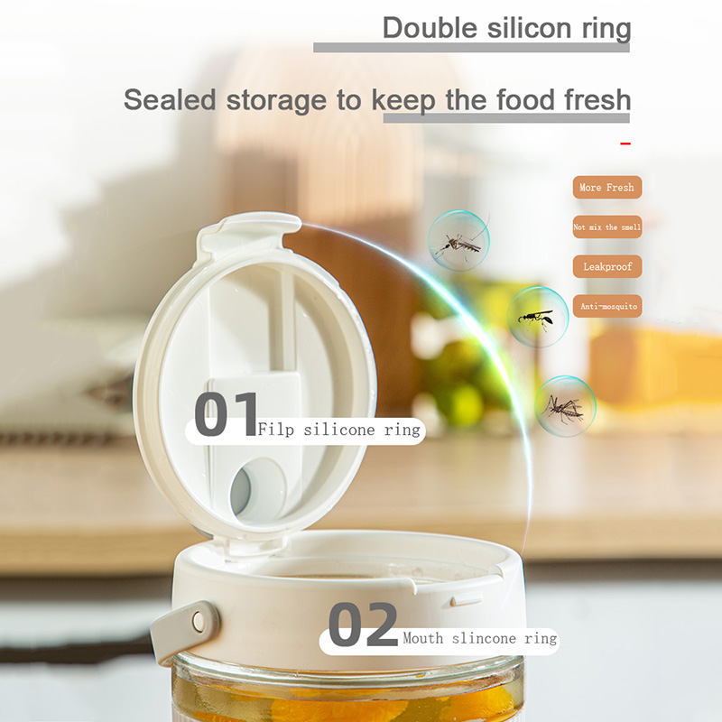 Glass Fermenting Jar With Sealed Lid, Glass Kimchi Pot, Pickling Crock, Food Storage Container - Image 2