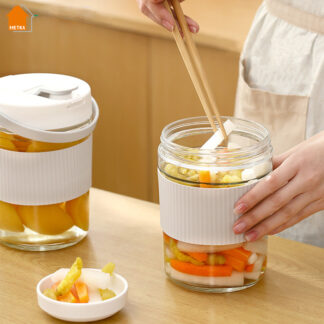 Glass Fermenting Jar With Sealed Lid, Glass Kimchi Pot, Pickling Crock, Food Storage Container
