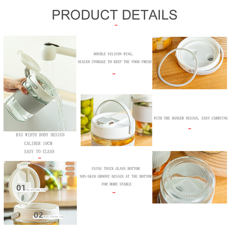 Glass Fermenting Jar With Sealed Lid, Glass Kimchi Pot, Pickling Crock, Food Storage Container - Image 8