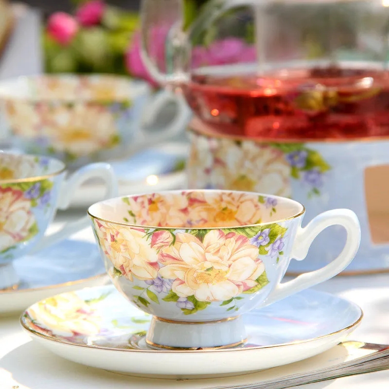 European-style Glass Flower Teapot & Tea Cup Set - Image 3