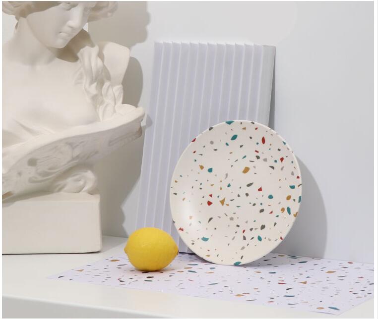 4PCS/Set Nordic Style Hand-Painted Bamboo Fiber Plate Kitchen Supplies - Image 4