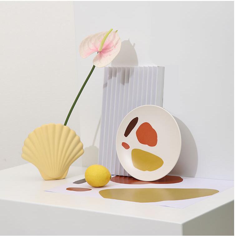 4PCS/Set Nordic Style Hand-Painted Bamboo Fiber Plate Kitchen Supplies - Image 3