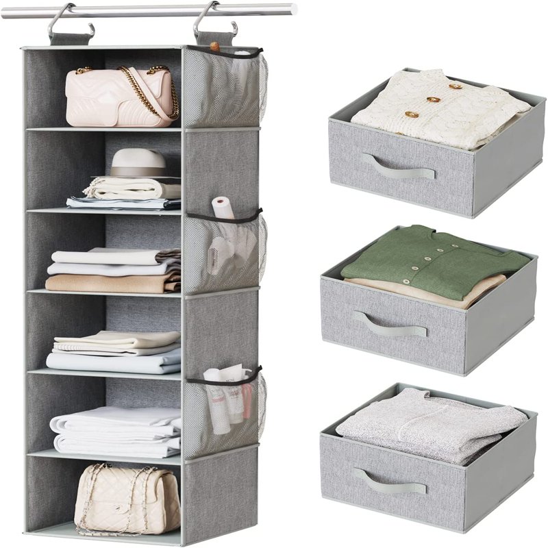 Hanging Shelf Organizer with 3 Removable Drawers