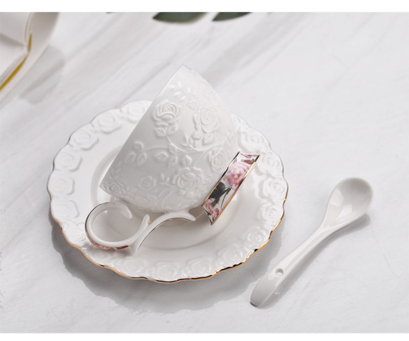 Continental White Ceramic English Afternoon Tea Cups And Saucers Set - Image 2