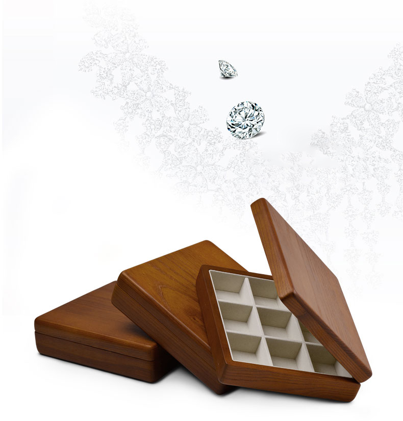 Solid Wooden Jewelry Display Box with Microfiber with 9 Grids for Jewelry Organizer - Image 3