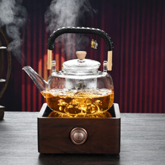 Heat Resistant Glass Teapot with Black Handle