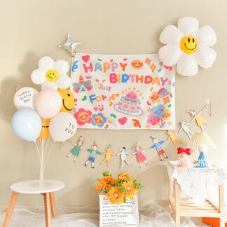 Cute Happy Birthday Background Tapestry  Wall Decoration