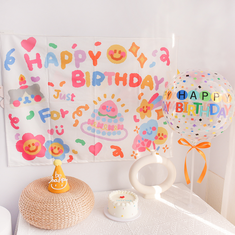 Cute Happy Birthday Background Tapestry Wall Decoration - Image 2