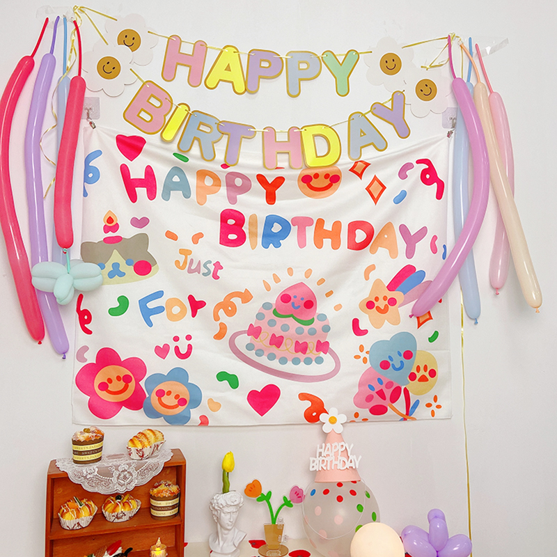 Cute Happy Birthday Background Tapestry Wall Decoration - Image 3