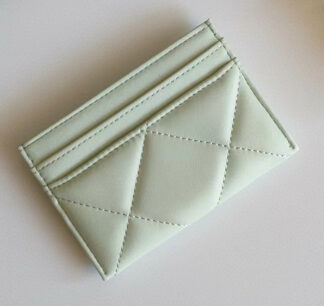 Luxury Leather Woman Card Holder with Grid Pattern