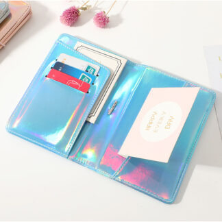 Laser PU Leather Passport Holder Wallet Tickets, Blue