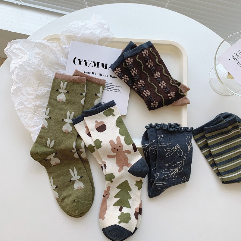 Cotton Socks Cartoon Breathable Middle Tube Frilly - Image 5