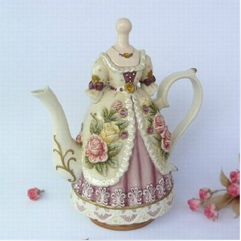 Nobility Beauty Dress Embossed Ceramic Teapot - Image 5