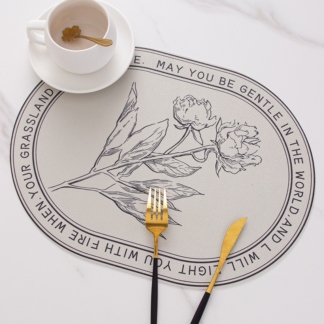Nordic Floral Leather Waterproof Heat-Insulated Placemat for Dining Table