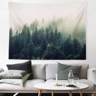 Nordic Natural Scenery Sun Forest Mountain Tapestry Wall Hanging Cloth