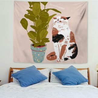 Nordic Cat Tapestry Wall Hanging Picnic Blanket Boho Decor