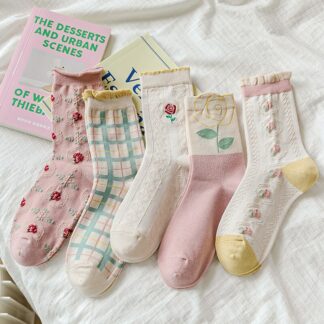 Pink Sweet Girls Lolita Lace Frilly Ruffle Socks