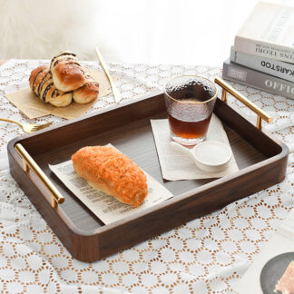 Rectangle Wooden Service Tray Decorative Tray with Handle