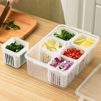 Refrigerator Food Fresh Box 6-in-1 Kitchen Scallion Storage Box