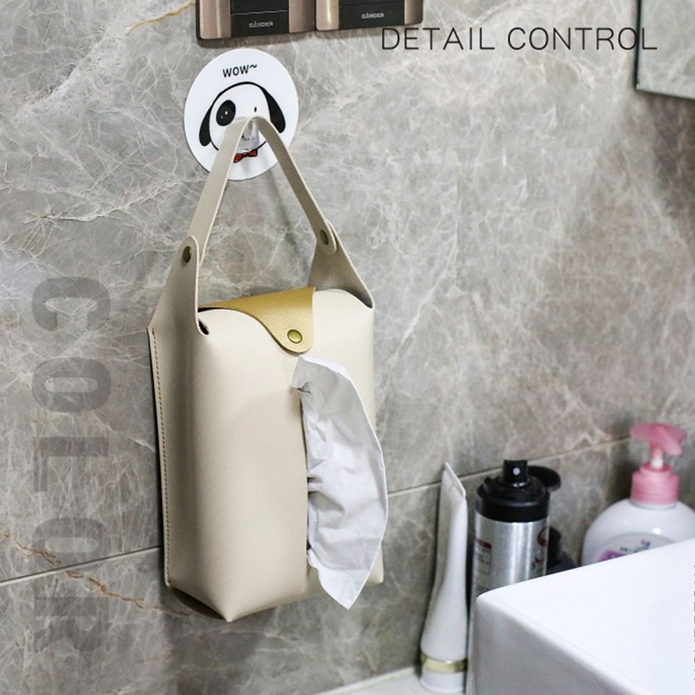 Hanging Tissue Holder Case Box PU Leather - Image 2