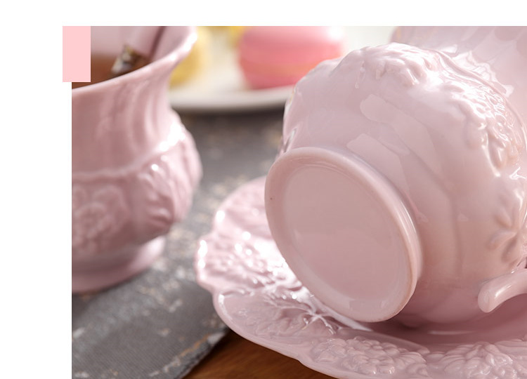 Elegant Pink European Princess Ceramic Tea Cup Saucer Spoon Set - Image 6