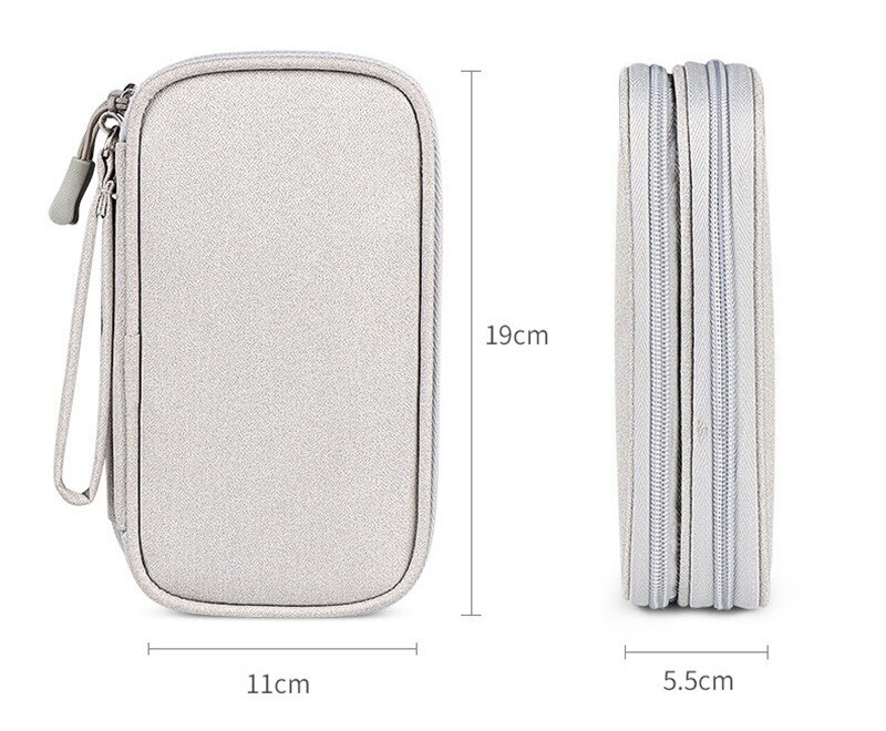Portable Travel USB Data Cable Organizer Gray Box Bag - Image 8