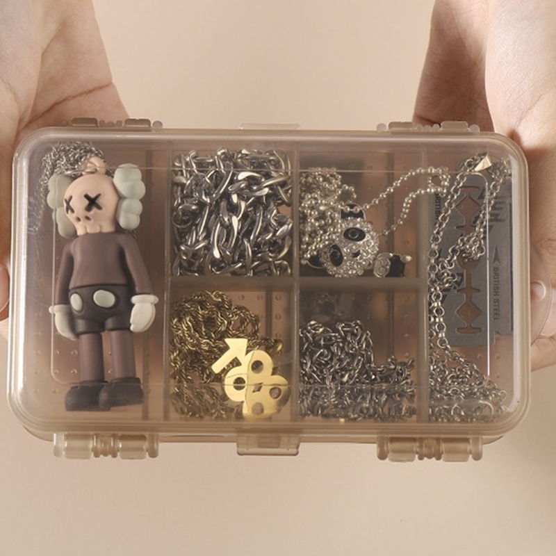 Portable 12 Slots Plastic Double Layer Storage Jewelry Box Case - Image 4