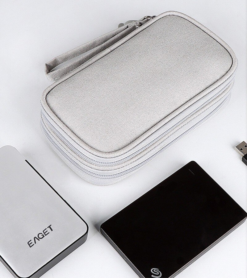 Portable Travel USB Data Cable Organizer Gray Box Bag - Image 4