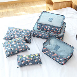 6PCS Blue Flower Portable Travel Storage Organizer Bags Set
