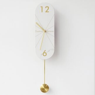 White Modern Design Minimalist Marble Slate Silent Swing Wall Clock