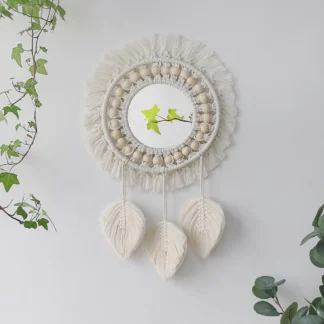 Round Mirror Wall Decor Macrame Boho Room Decor