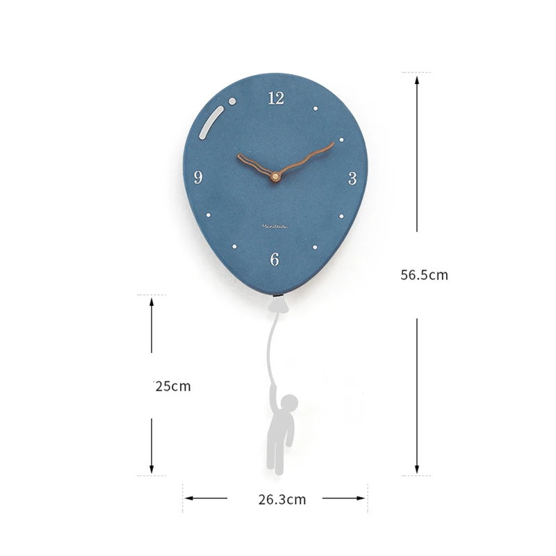 Nordic Modern Balloons Swing Wall Clock, Orange - Image 4