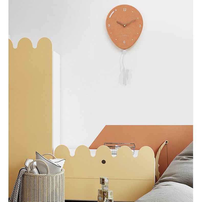Nordic Modern Balloons Swing Wall Clock, Orange