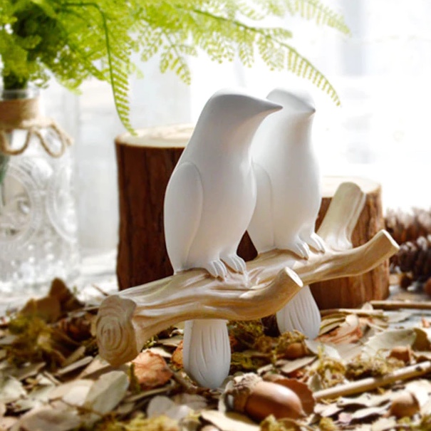 Resin Two Birds Figurine Wall Hooks Decorative Home - Image 2