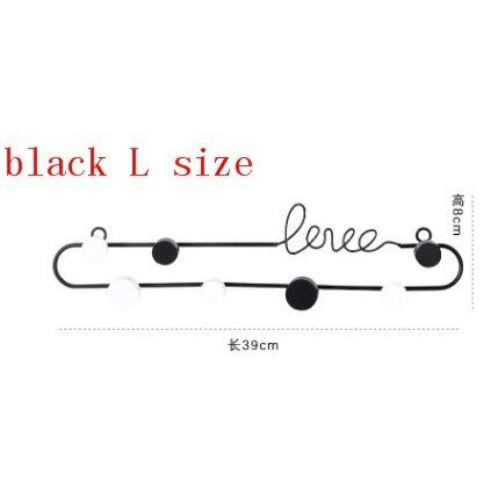 Black Metal Love Wall Mounted Key Hanger 7 Hook Necklace Holder - Image 2