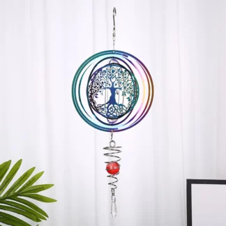 3D Rotating Wind Chimes Pendant Spinner Tree Of Life Balcony Garden Decoration