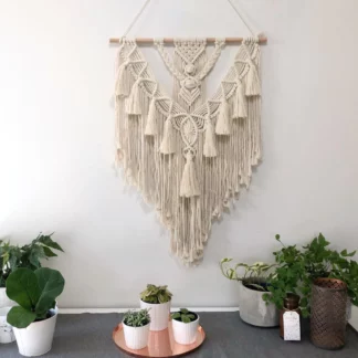 Patimate Macrame Cotton Bohemian Wall Hanging Tapestry Wall Decoration (55x70cm)
