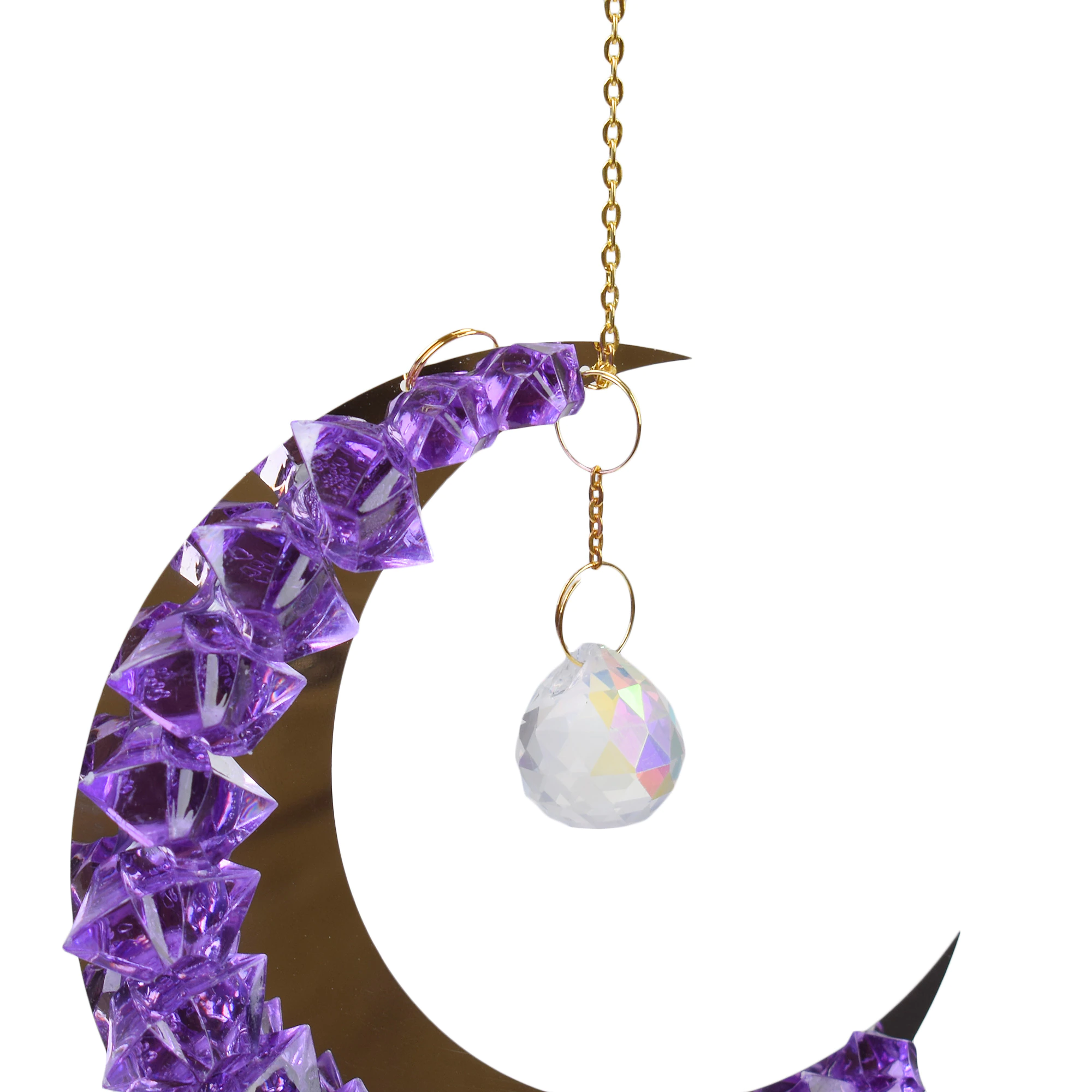Moon Crystal Suncatcher Prism Window Rainbow Maker Amethyst Pendant - Image 5