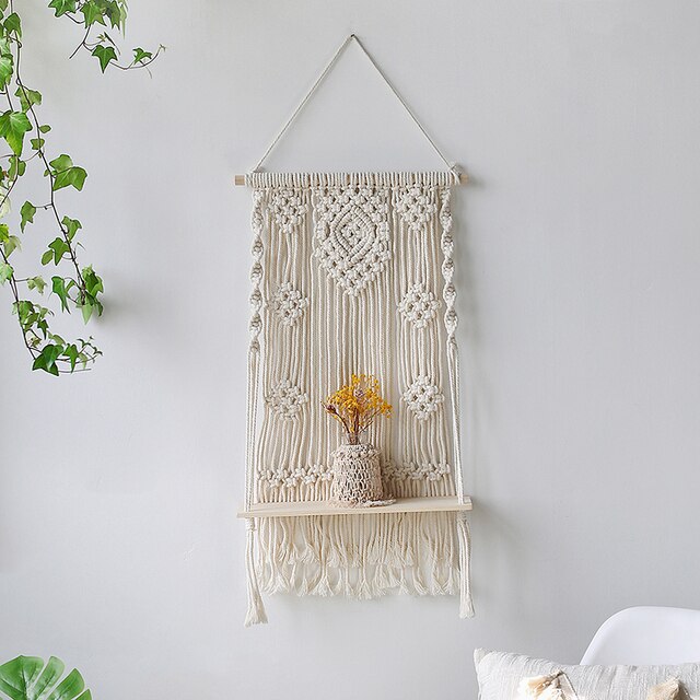 Macrame Wall Shelf Boho Home Decor Hanging Shelf