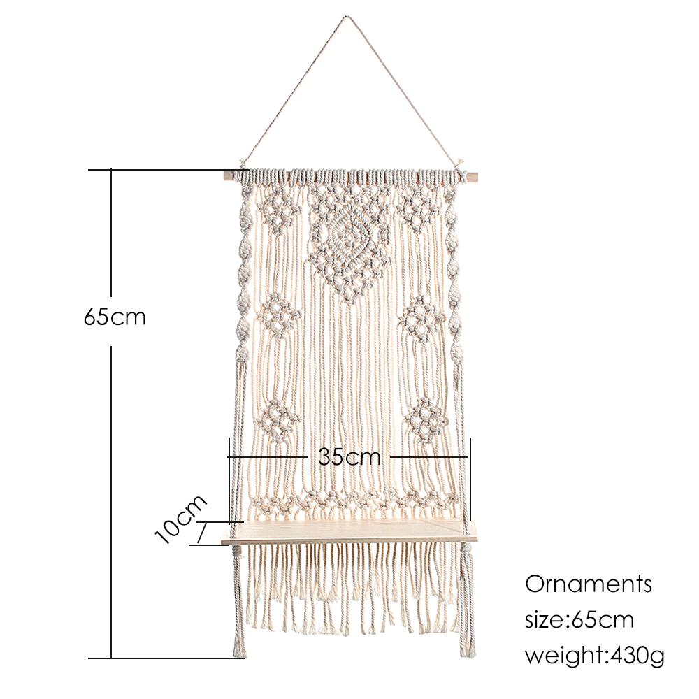 Macrame Wall Shelf Boho Home Decor Hanging Shelf - Image 4