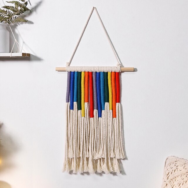 Rainbow Macrame Wall Hanging Boho Tassel - Image 2