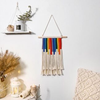 Rainbow Macrame Wall Hanging Boho Tassel