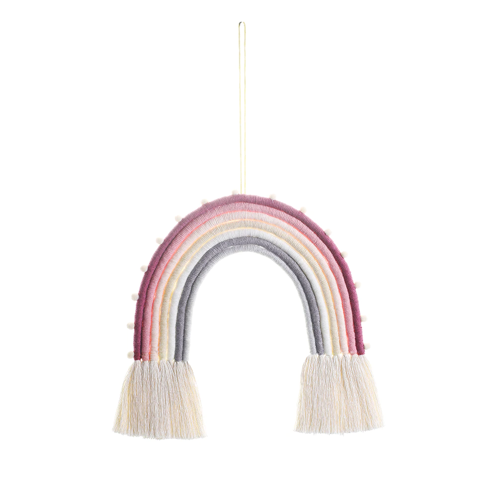 Pink Macrame Rainbow Wall Hanging Boho Home Decor - Image 2