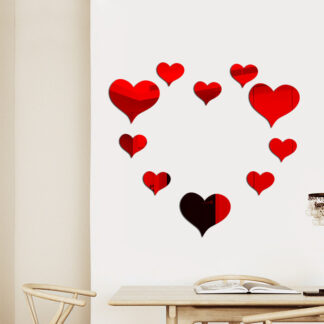 10 PCS Love Heart Acrylic Mirror Wall Sticker